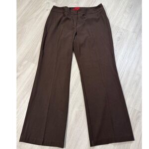 A Line Womens Brown Dress Pants Size 14 Stretch Flat Front Flare Trousers 606